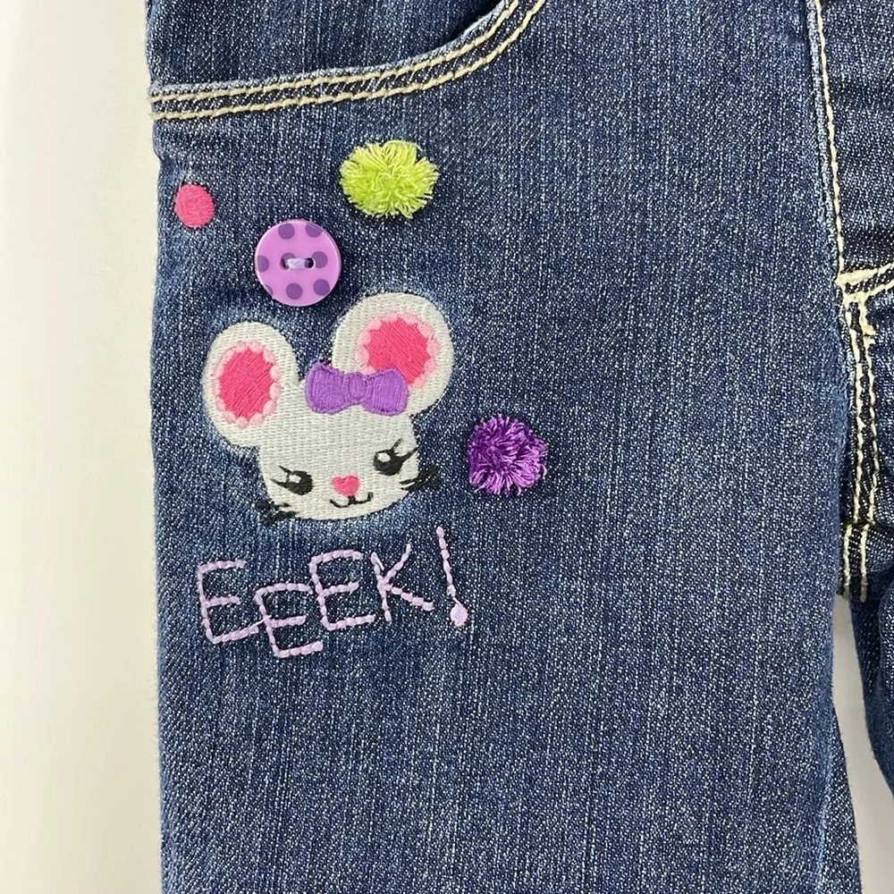 Gymboree “Eeek!” Mouse & “Meow” Cat Embroidery  Jeans Size 4T